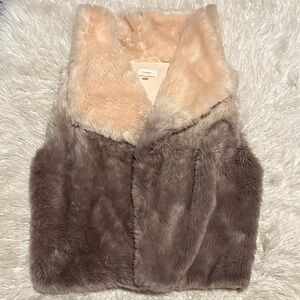 Freeway Faux Fur Vest in Cream and Brown